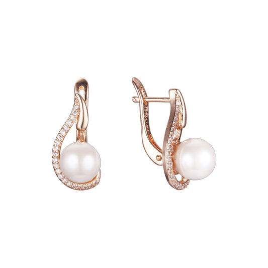 Rose Gold two tone pearl earrings