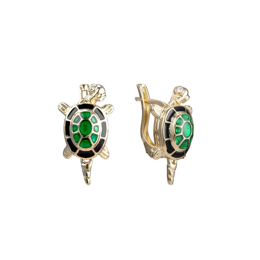 Pendientes tortuga grande en Oro de 14K, baño de Oro Rosa colores