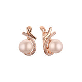 Pearl earrings in Rose Gold, two tone plating colors