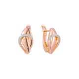 Aretes de racimo de hojas en Oro 14K, oro rosa, baño de dos tonos