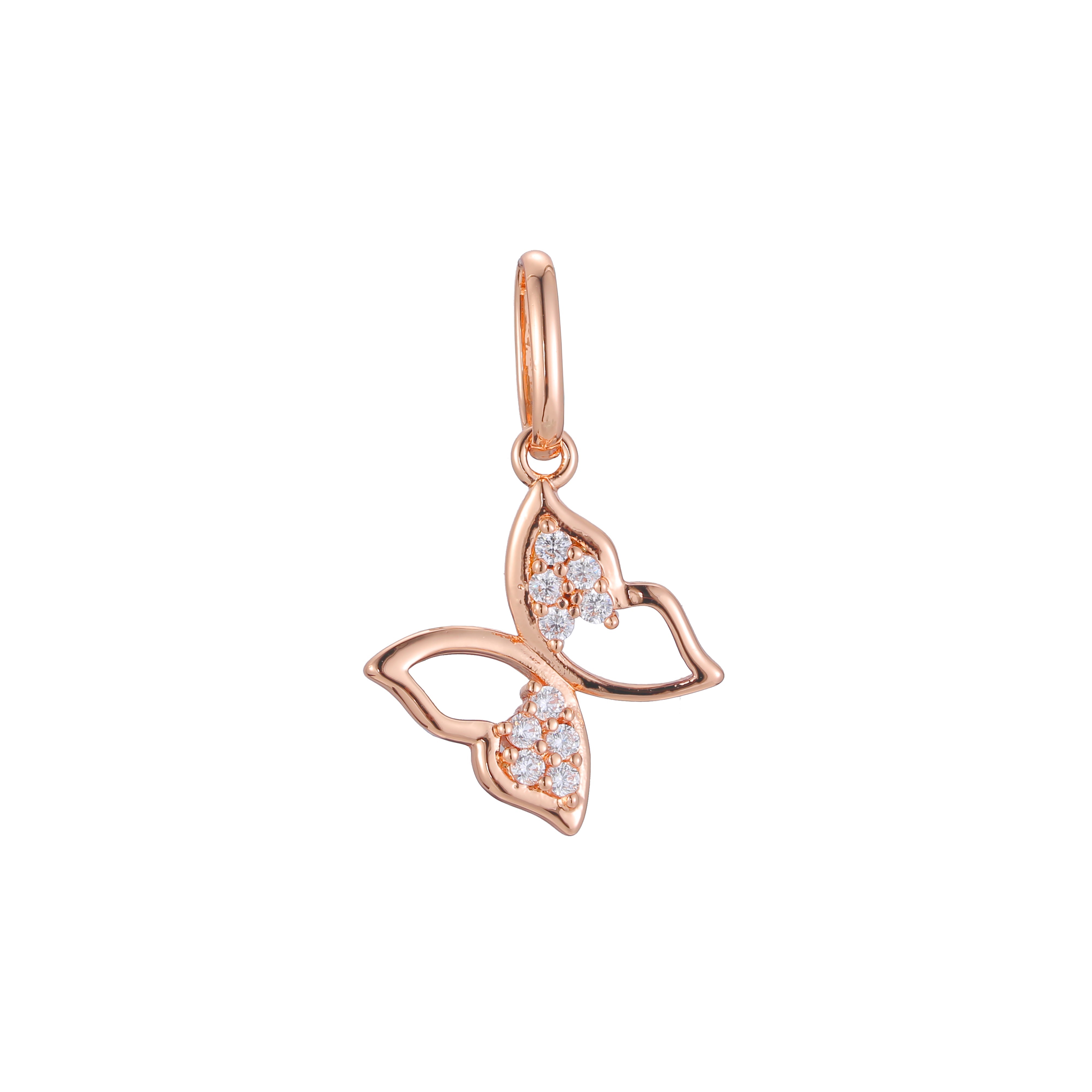 Butterfly pendant in Rose Gold, 14K Gold plating colors