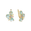 Luxurious Cluster Apple Green mixed colorful CZ 14K Gold, Rose Gold earrings