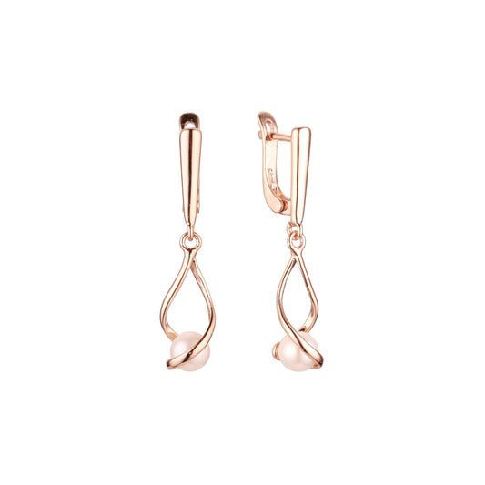 Pendientes de Perlas en Oro Blanco, baño de Oro Rosa colores