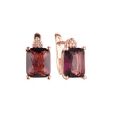 Rose Gold big emerald cut CZ stone earrings