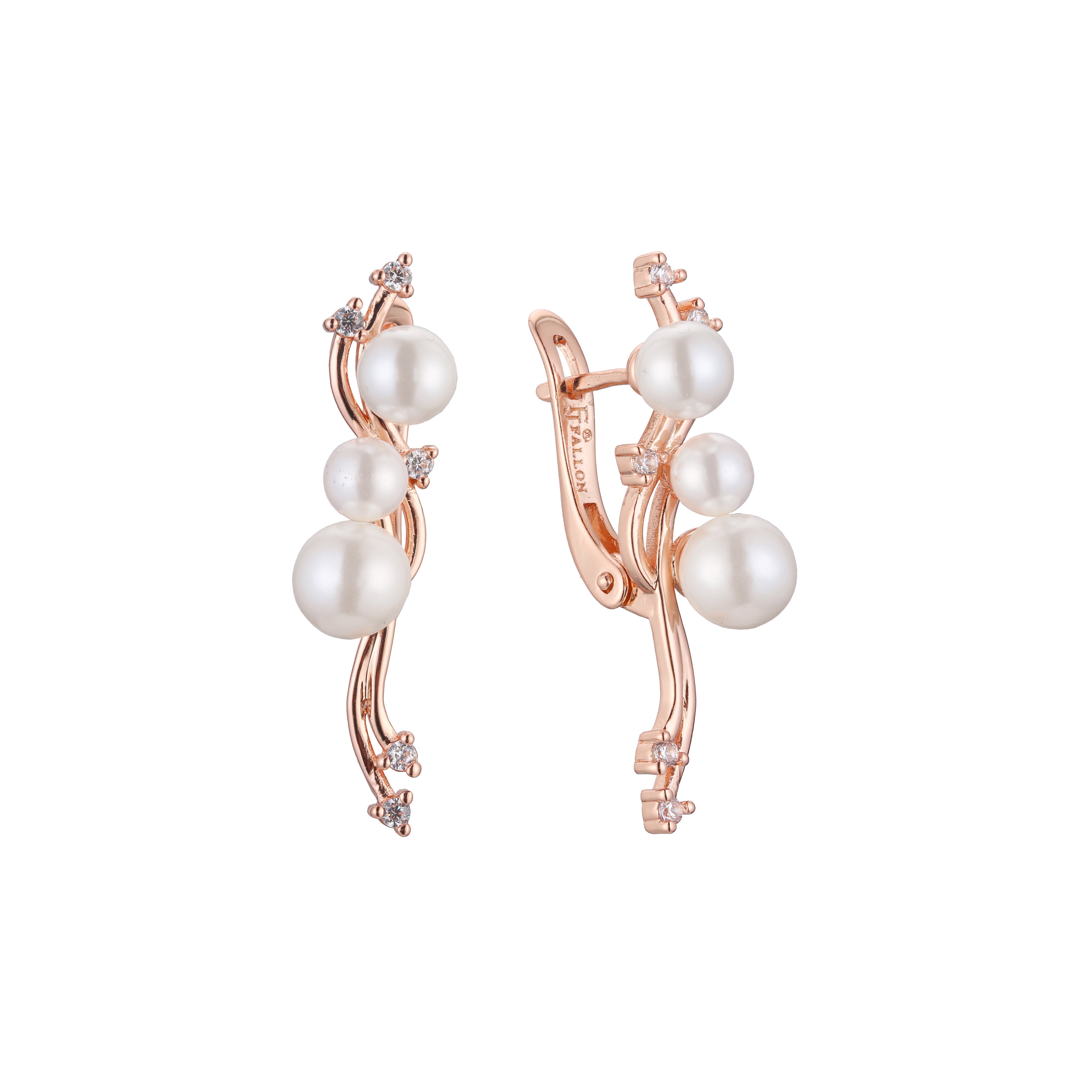 Aretes de Perlas en Oro de 14K, colores baño de Oro Rosa