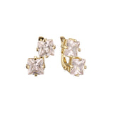 Double emerald cut stones earrings in 14K Gold, Rose Gold plating colors