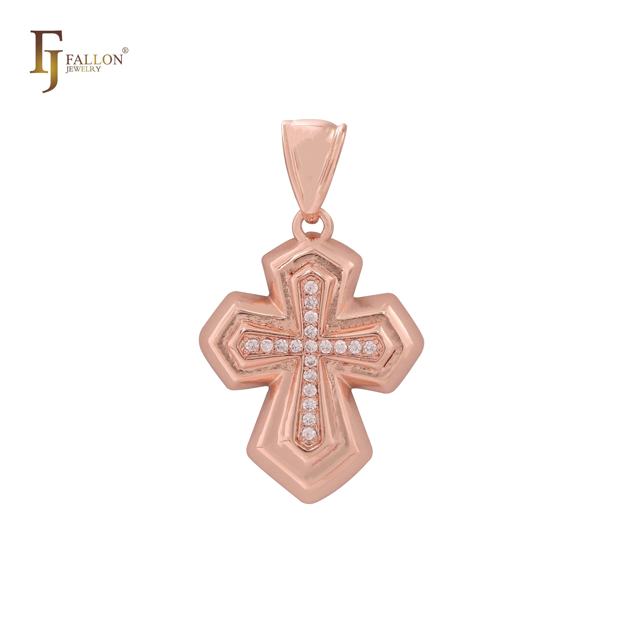 Pingente reversível Passion 14K Gold, Rose Gold Cross