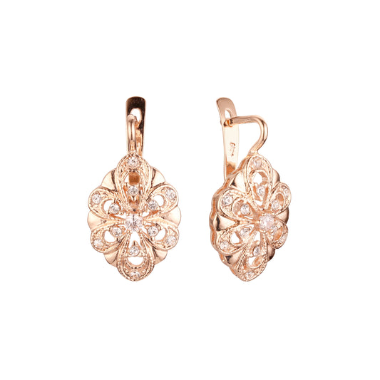 Rose Gold Round White Cz Earrings Delicate women Earrings