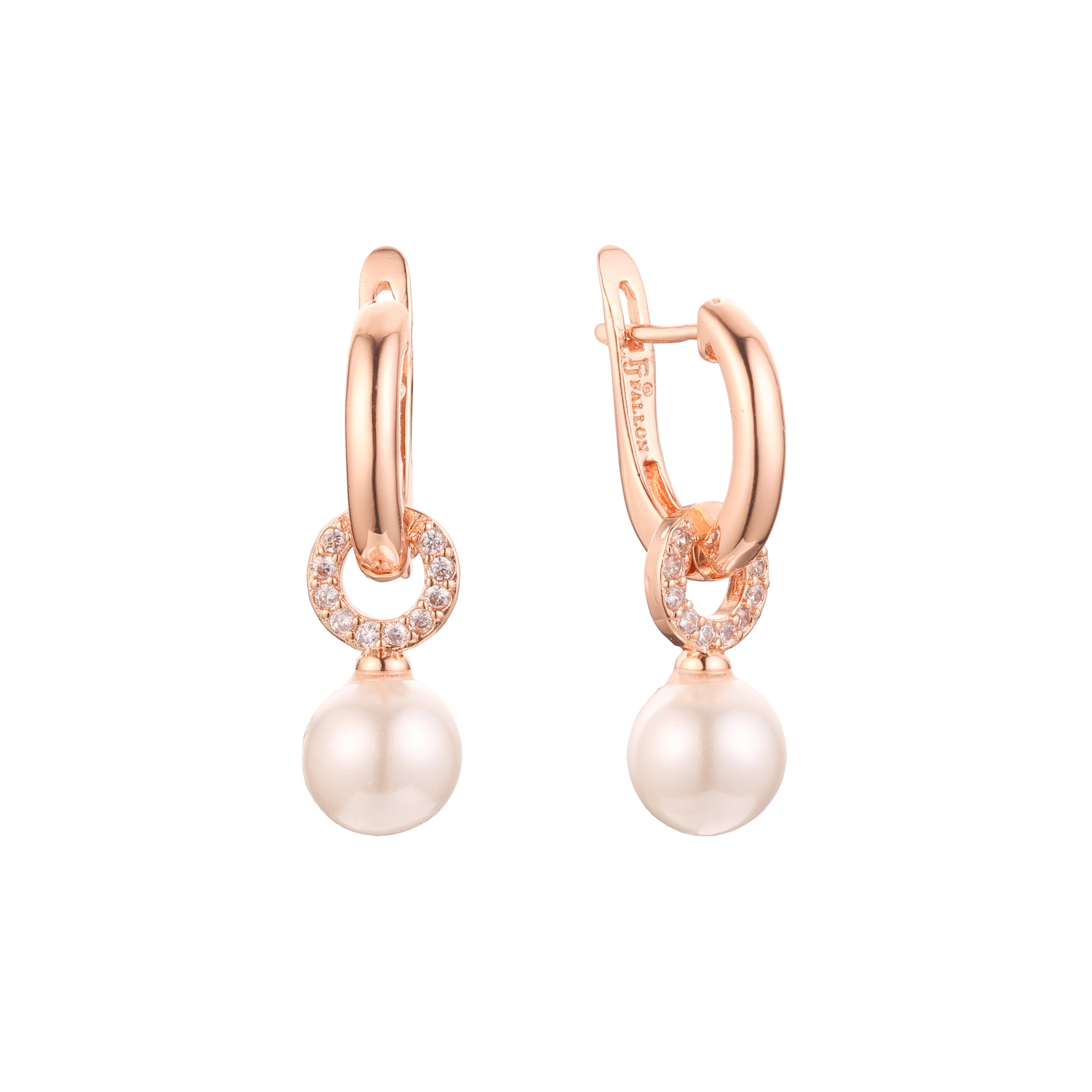 Aretes de perlas en Oro 14K, Oro Rosa, baño en dos colores