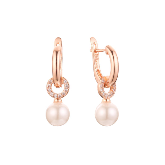 Pearl earrings in 14K Gold, Rose Gold, two tone plating colors