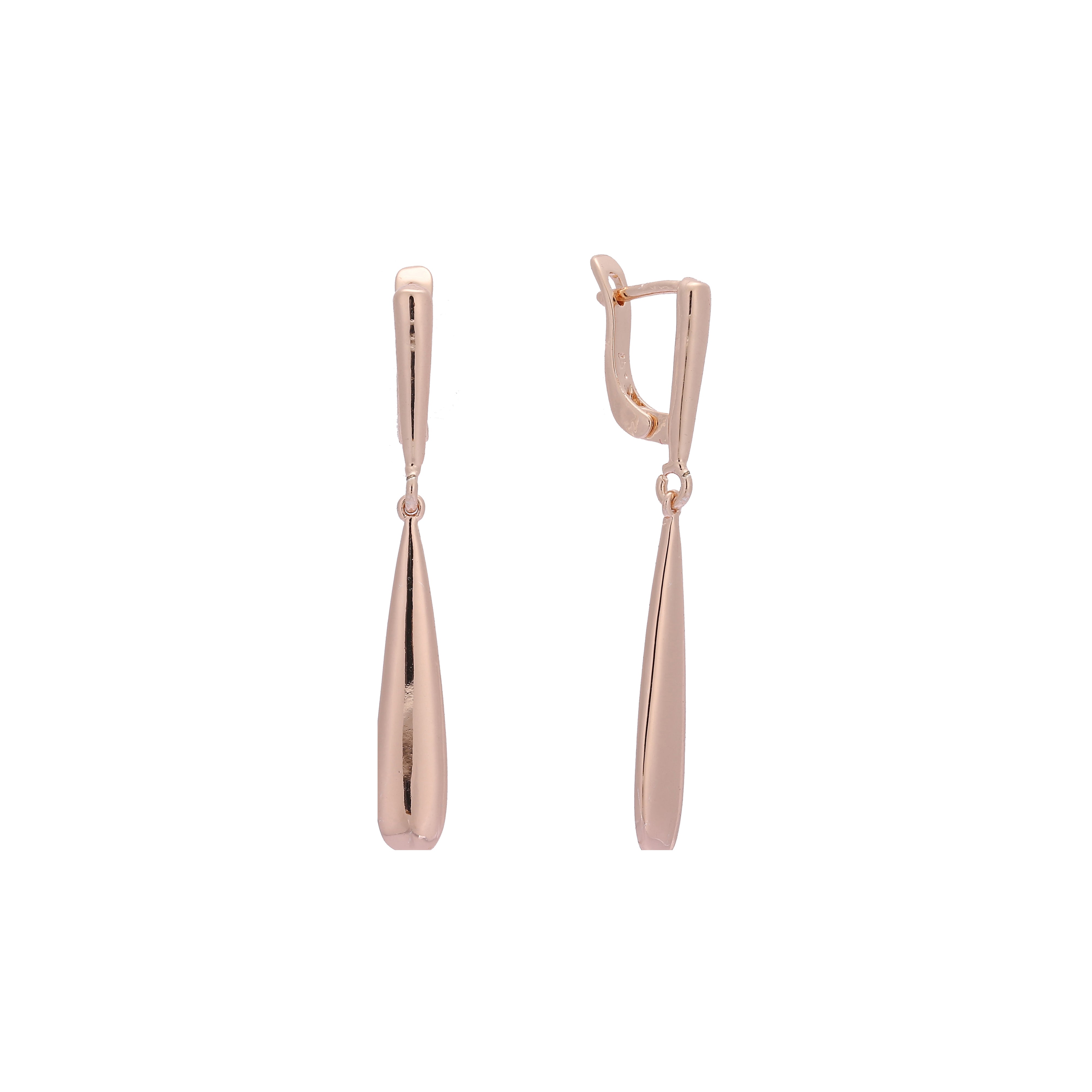 Aretes en forma de lágrima en Oro de 14K, baño de Oro Rosa en colores