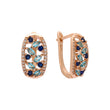 Colorful mixed ocean blue cluster CZ Rose Gold earrings