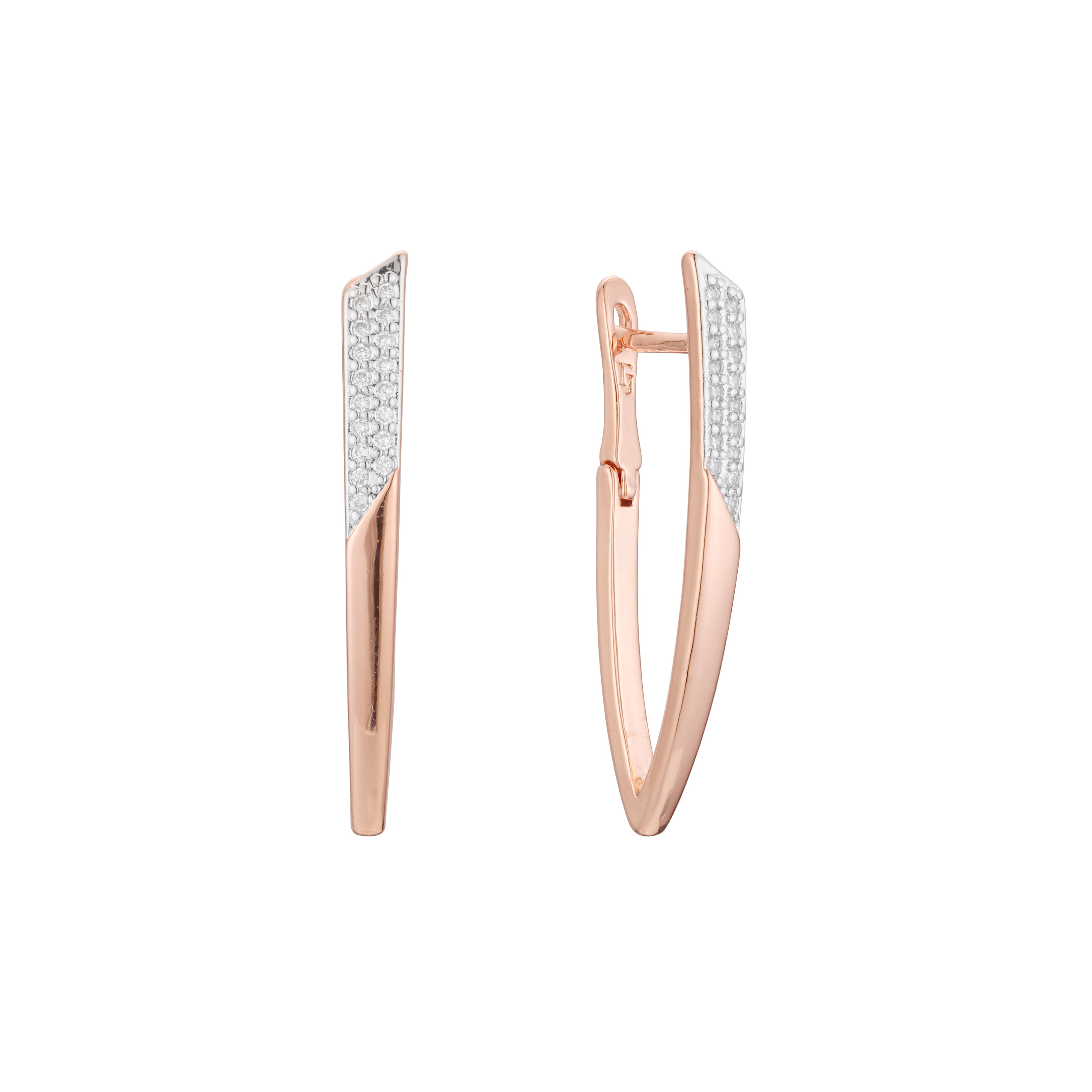 Aretes en Oro 14K, Oro Rosa, baño en dos tonos