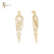 Ribbon cluster white CZs 14K Gold stud earrings