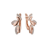 Leaves cluster earrings in 14K Gold, Rose Gold, two tone plating colors