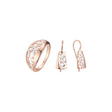 Rose Gold two tone little silver leaves set