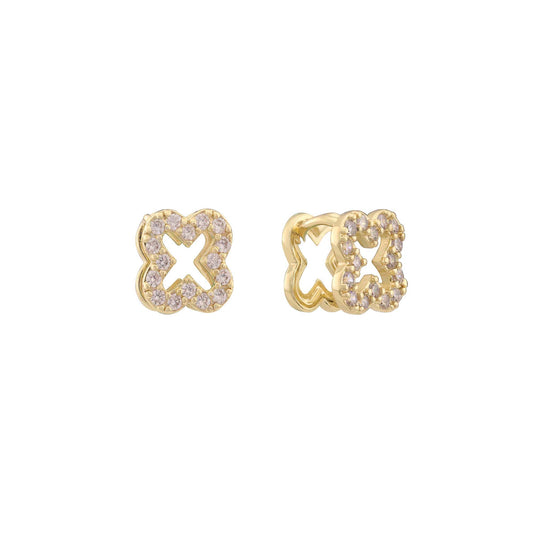 Brincos cluster banhados em ouro rosa, ouro 14K, ouro branco