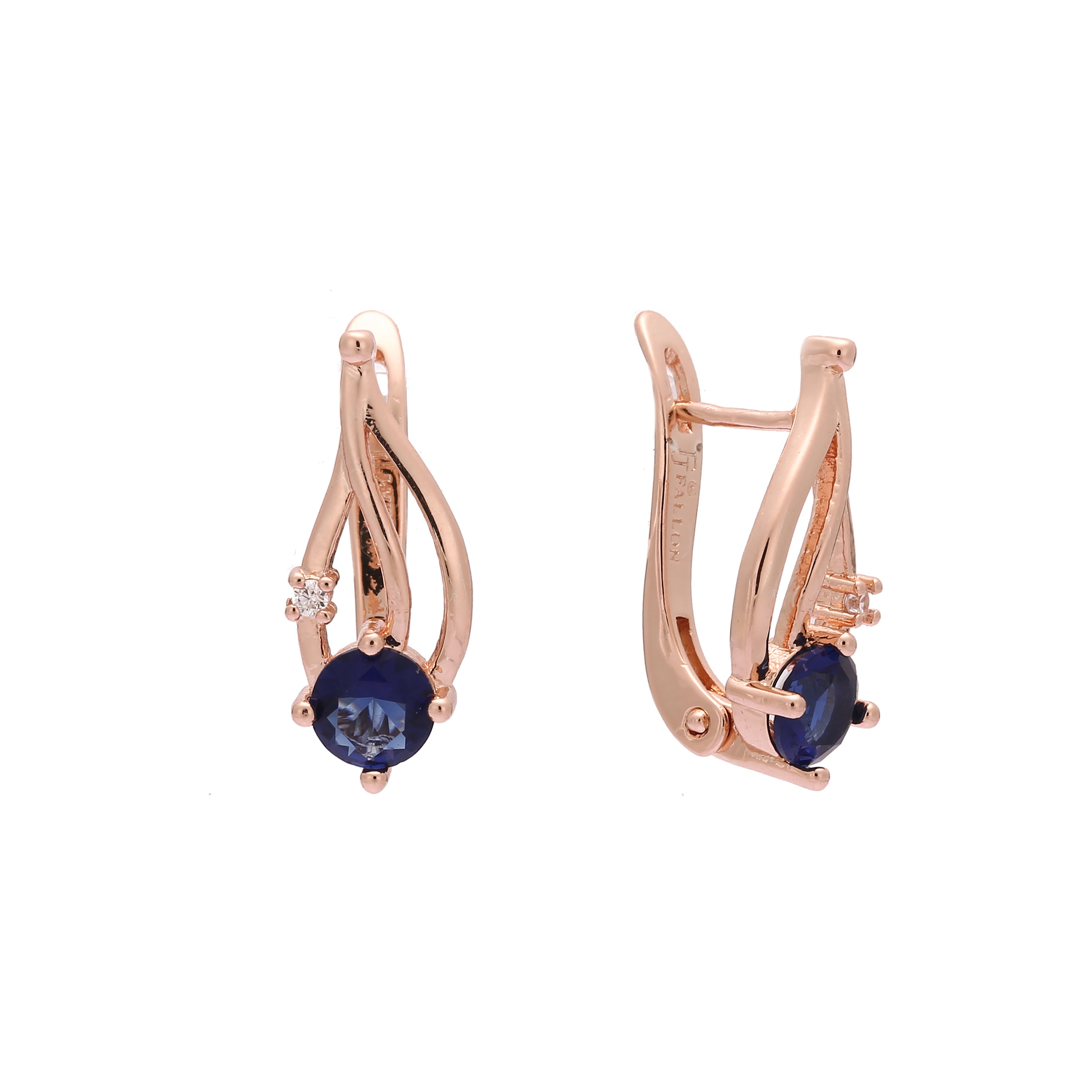 Solitaire colorful CZ Rose Gold earrings