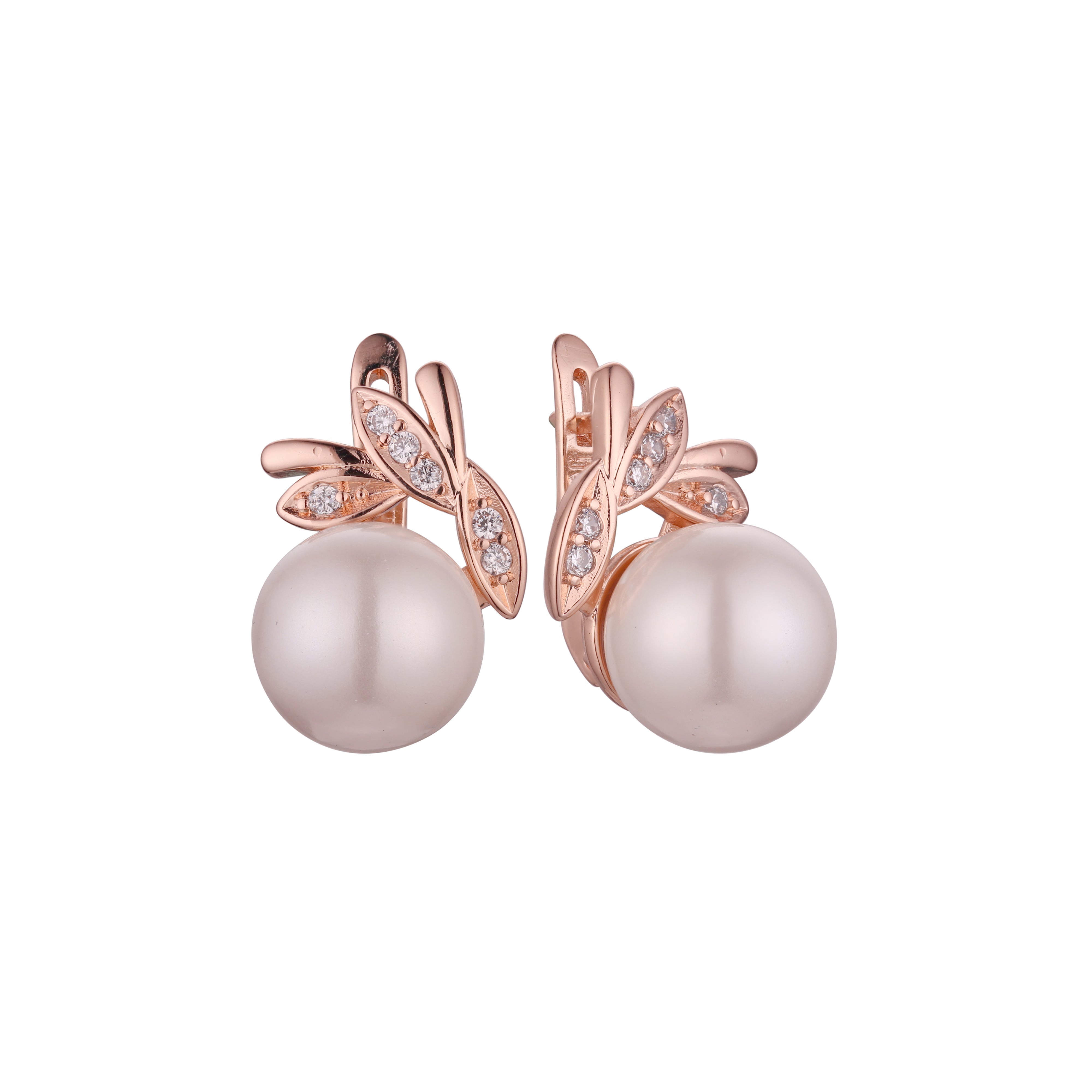 Pearl earrings in 14K Gold, Rose Gold, two tone plating colors