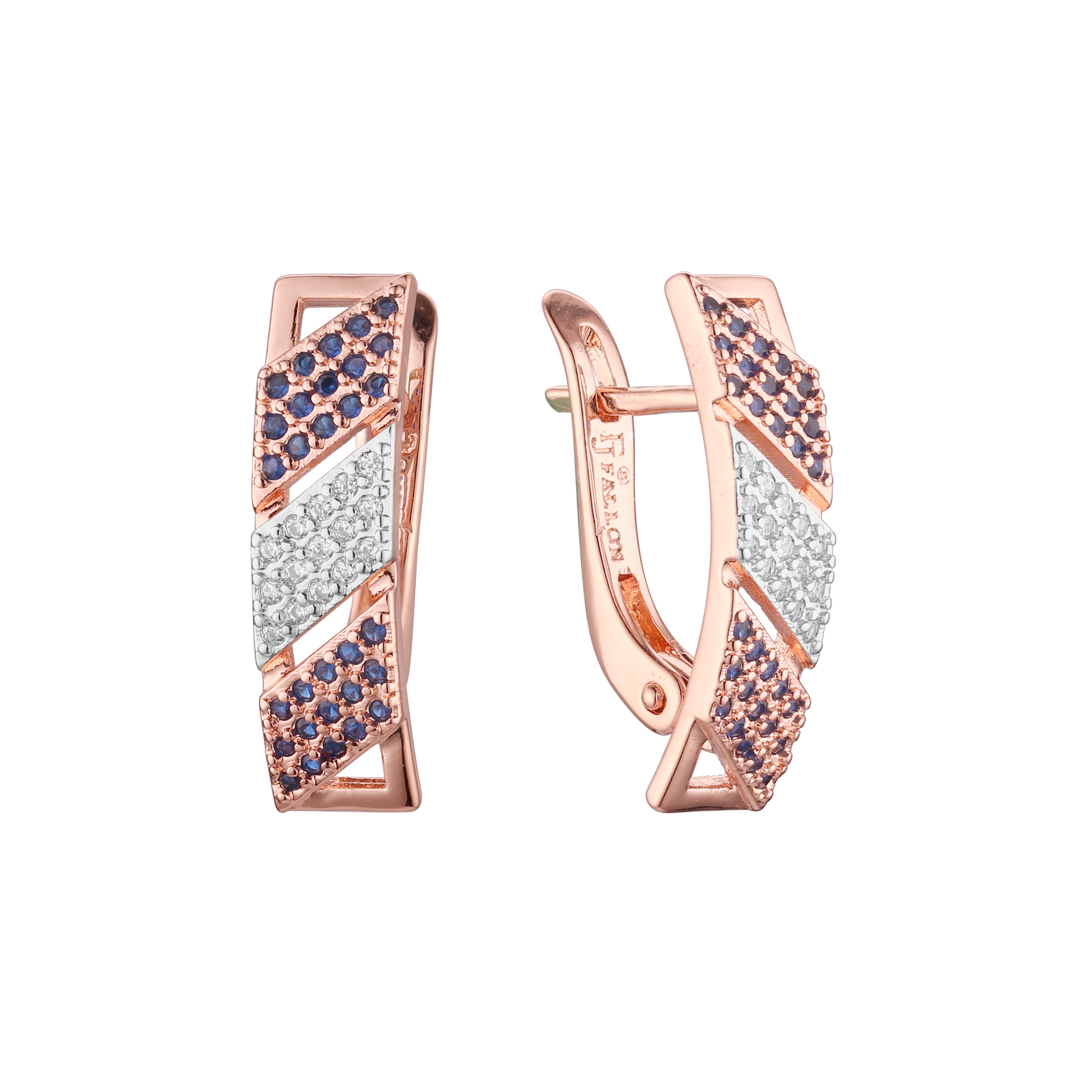 Cluster earrings in Rose Gold, two tone plating colors