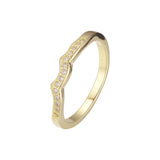 Wedding band ribbon paved white cz 14K gold rings