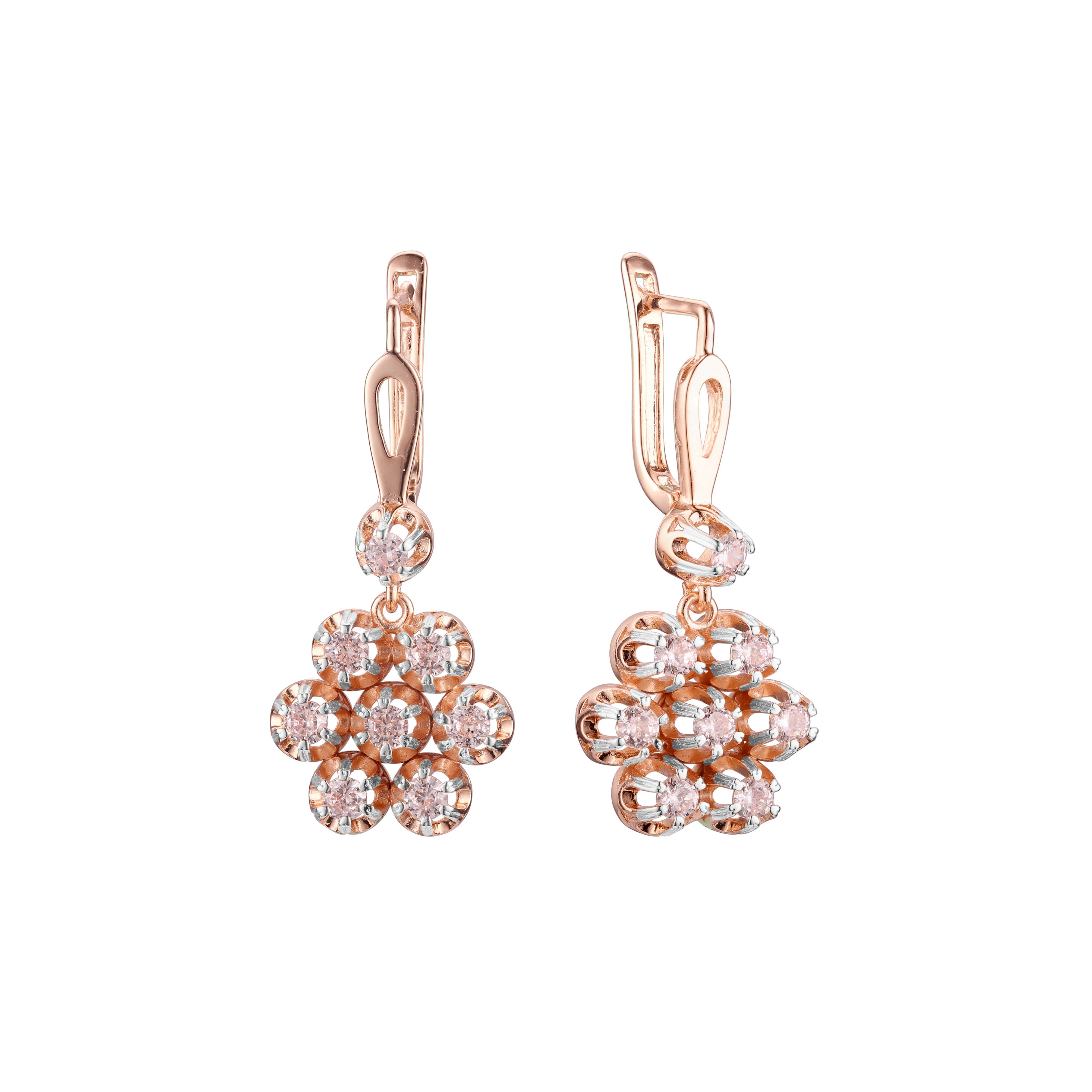 Aretes en Oro 14K, Oro Rosa, baño en dos tonos