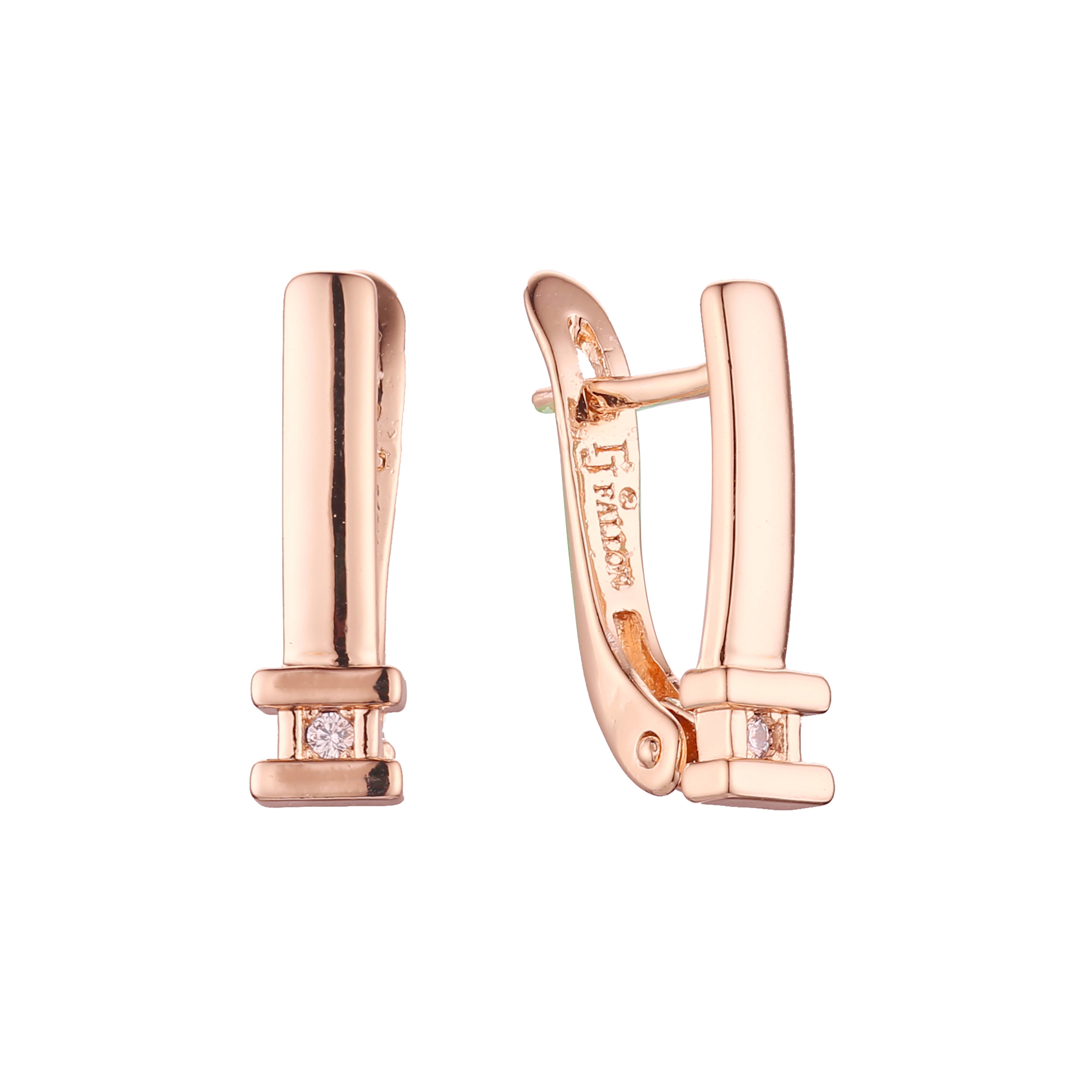 Aretes solitarios en Oro de 14K, Oro Rosa, baño de dos tonos