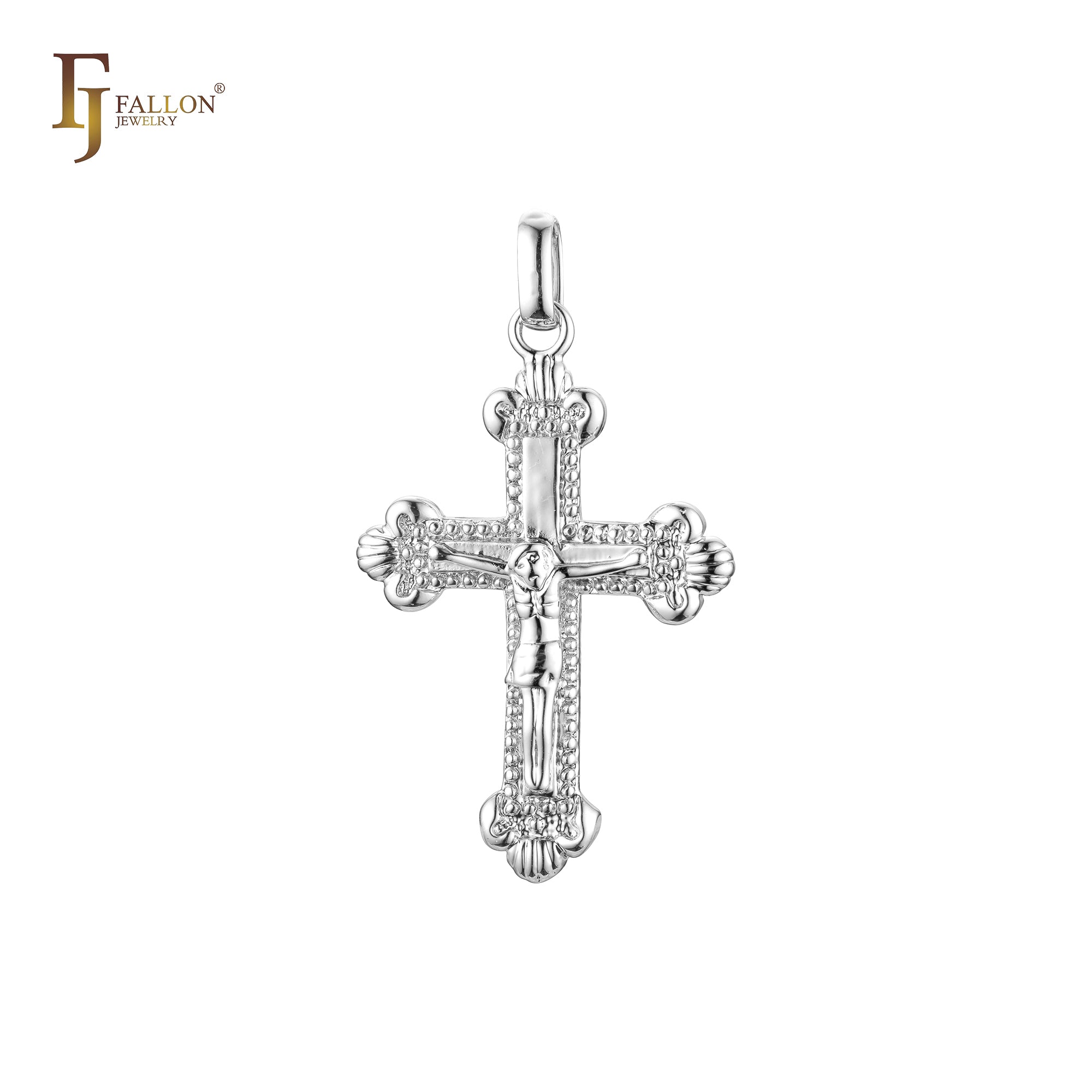 Rose Gold catholic cross budded pendant