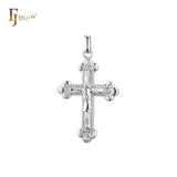 Rose Gold catholic cross budded pendant