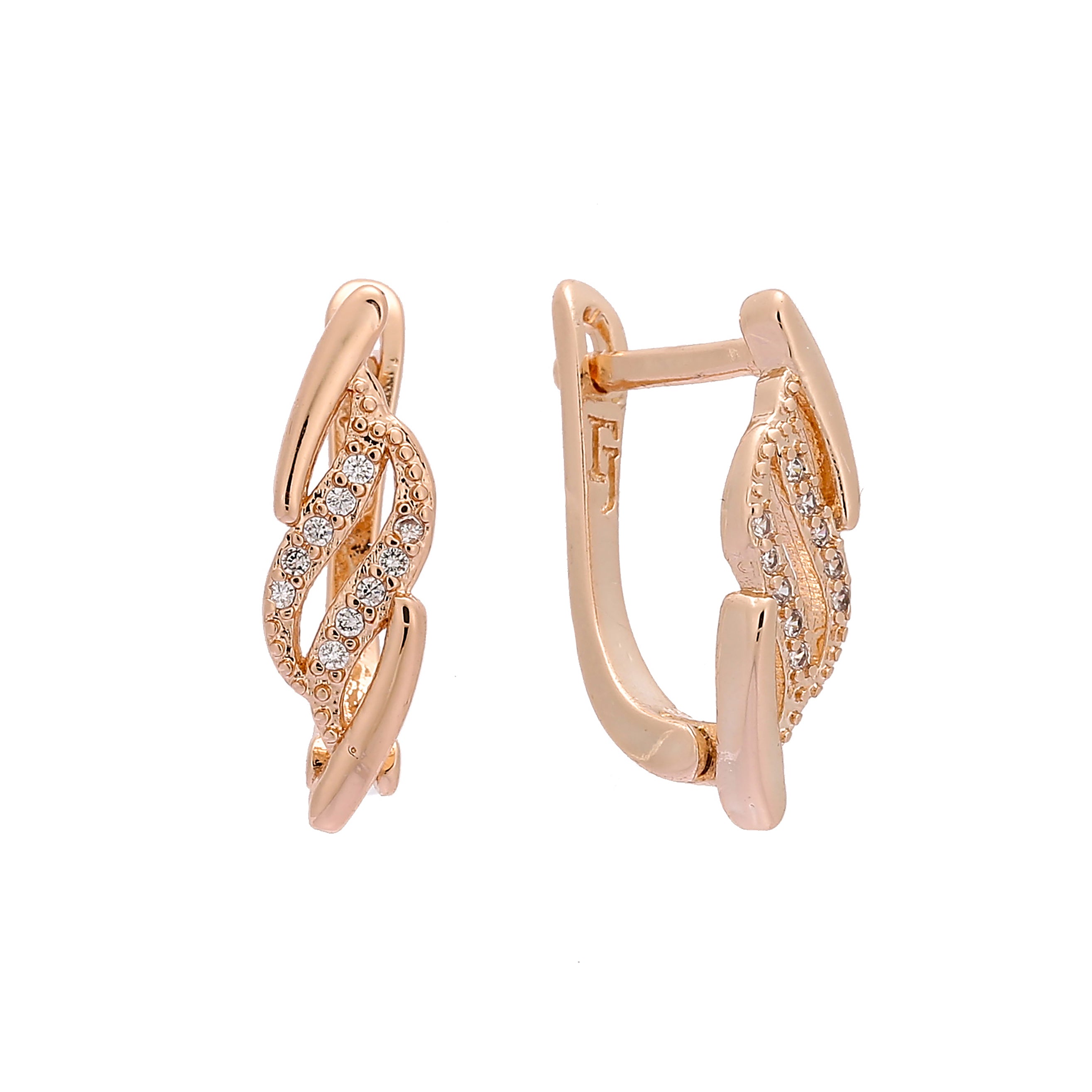 Paved white cz Rose Gold earrings