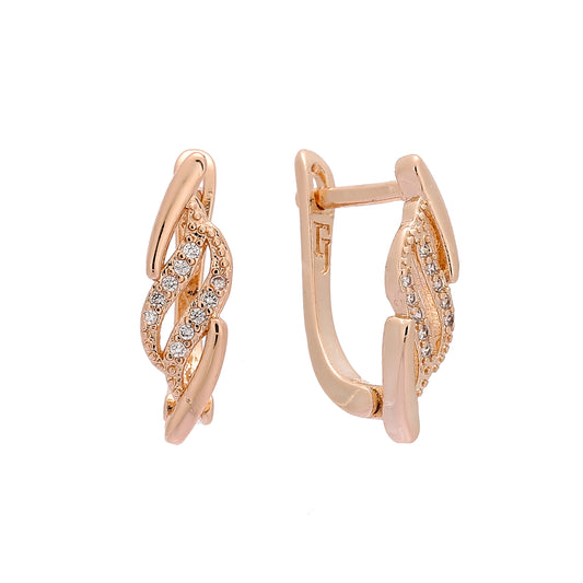 Paved white cz Rose Gold earrings