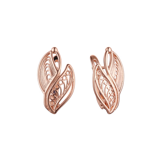 Pendientes en Oro de 14K, baño de Oro Rosa colores