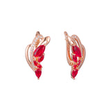 Cluster red or white CZs 14K Gold, Rose Gold, two tone earrings