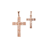 Russian orthodox cross pendant in Rose Gold, two tone plating colors