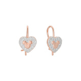 Aretes de gancho de alambre de corazón para niños en Oro 14K, oro rosa, baño de dos tonos