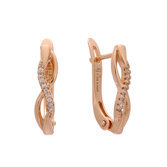 Pendientes de oro rosa con pavé de circonitas blancas