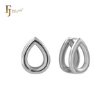 Teardrop geometric shape 14K Gold huggie earrings