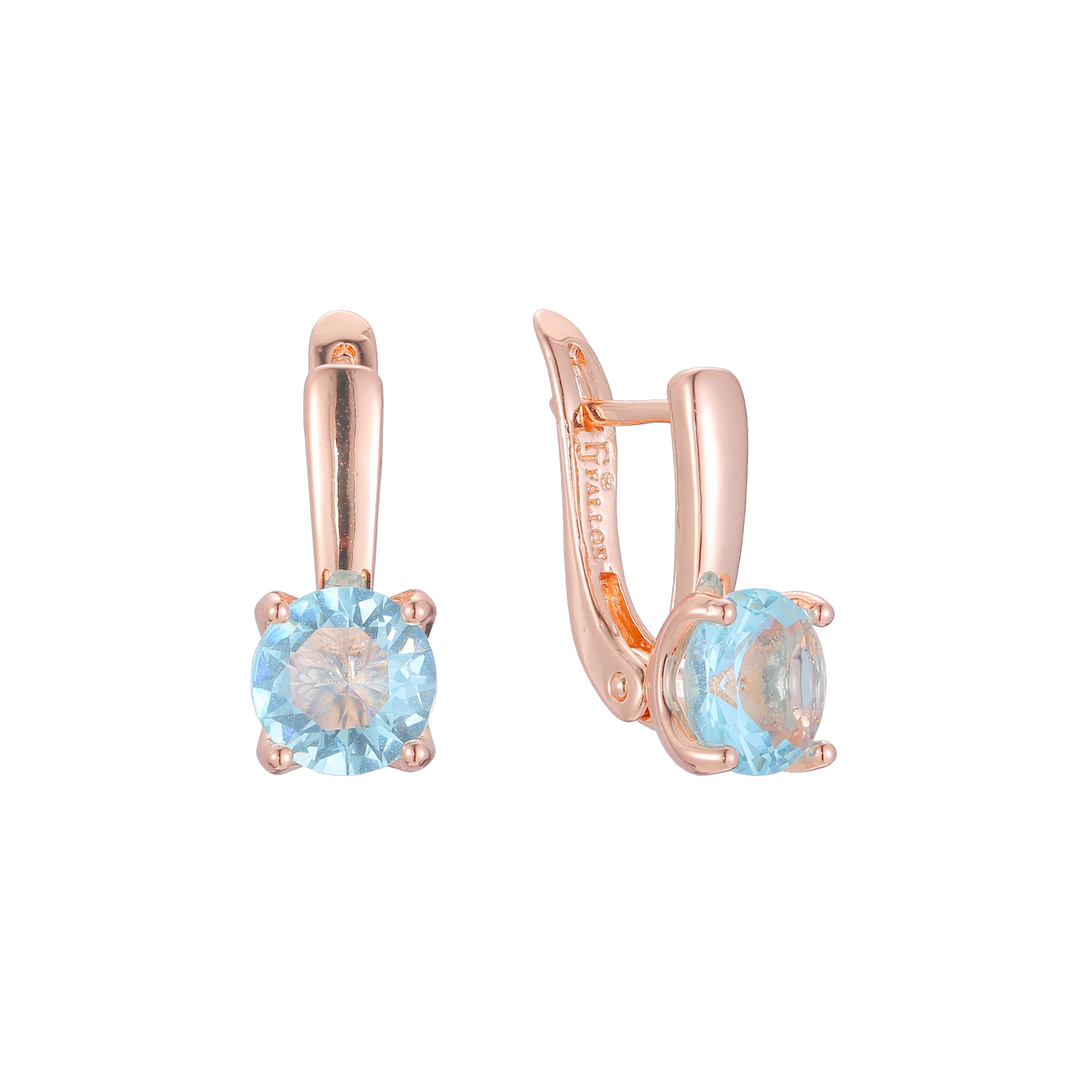 Pendientes solitarios de colores en Oro de 14K, baño de Oro Rosa colores