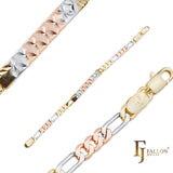 Figaro link 14K Gold, two tone, three tone Men's Clover ID bracelets