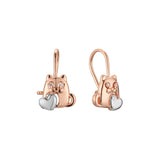 Wire hook racoon child earrings in 14K Gold, Rose Gold, two tone plating colors