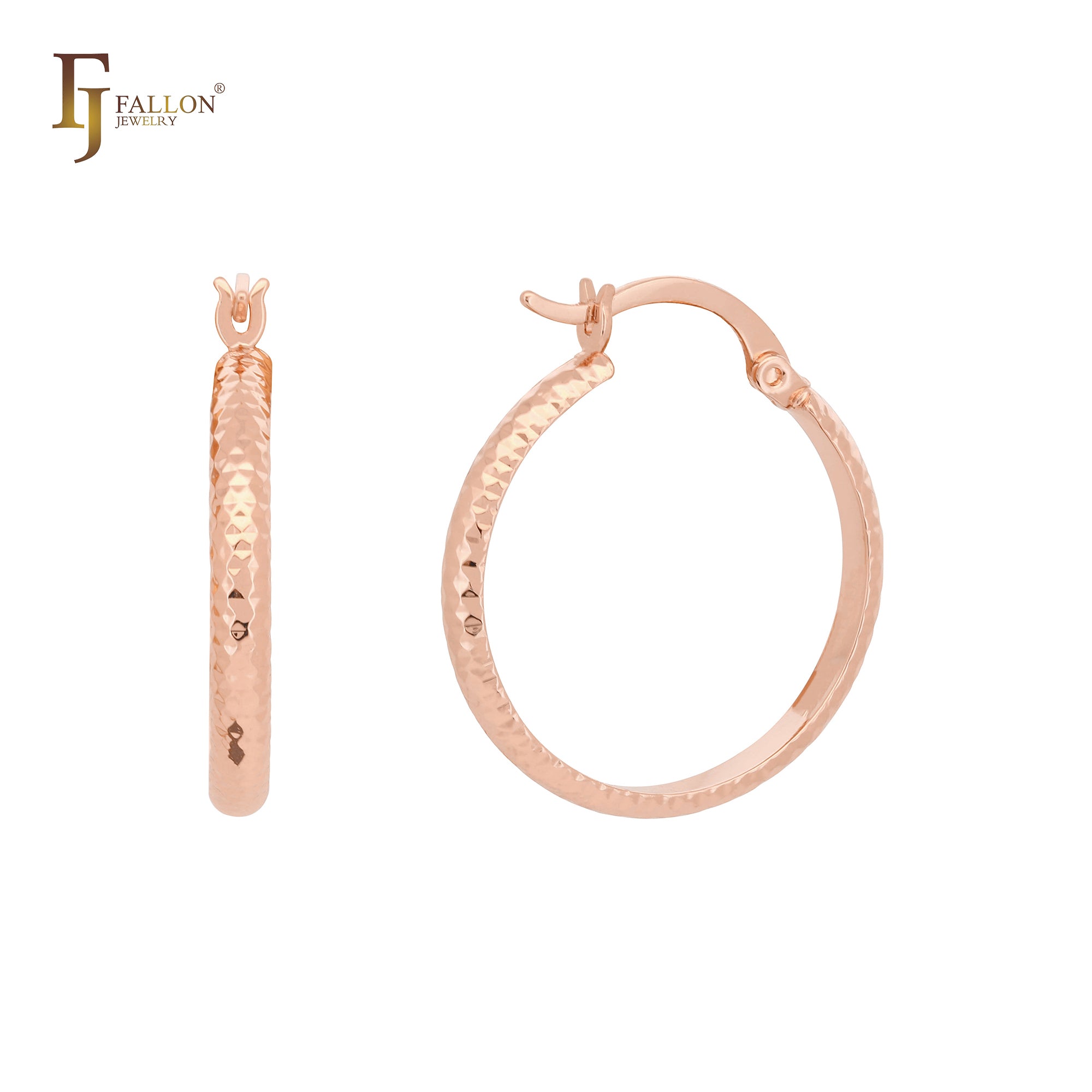 Rhombus Textured 14K Gold hoop earrings