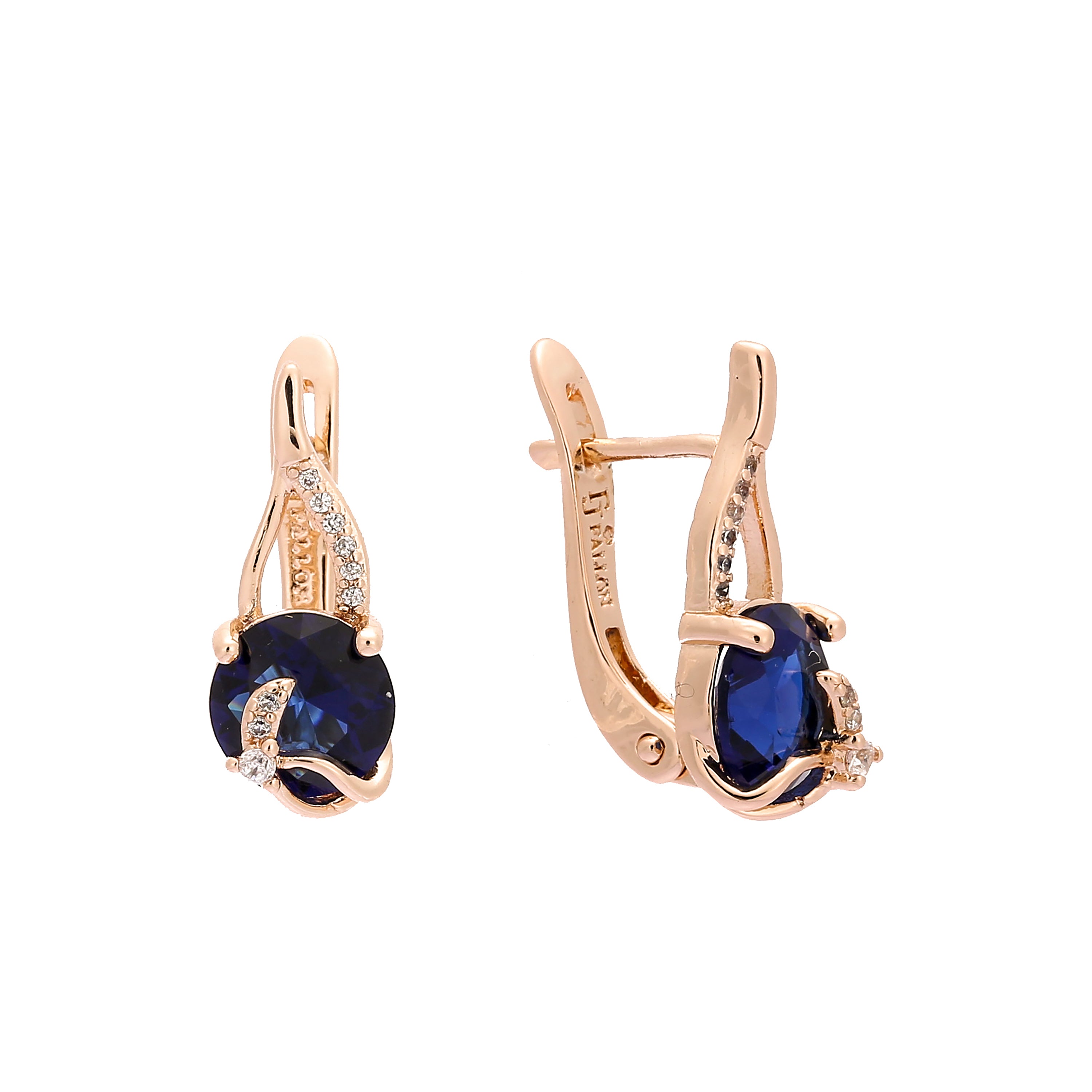 Solitaire big cz stone paved Rose Gold earrings