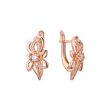 Aretes de racimo de hojas en Oro 14K, oro rosa, baño de dos tonos