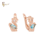 Unicorn solitaire CZ 14K Gold child earrings