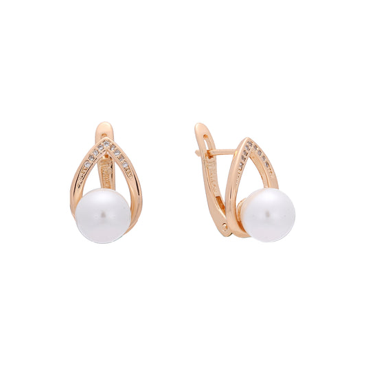 Rose Gold two tone pearl earrings