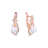 Pearl earrings in 14K Gold, Rose Gold, two tone plating colors