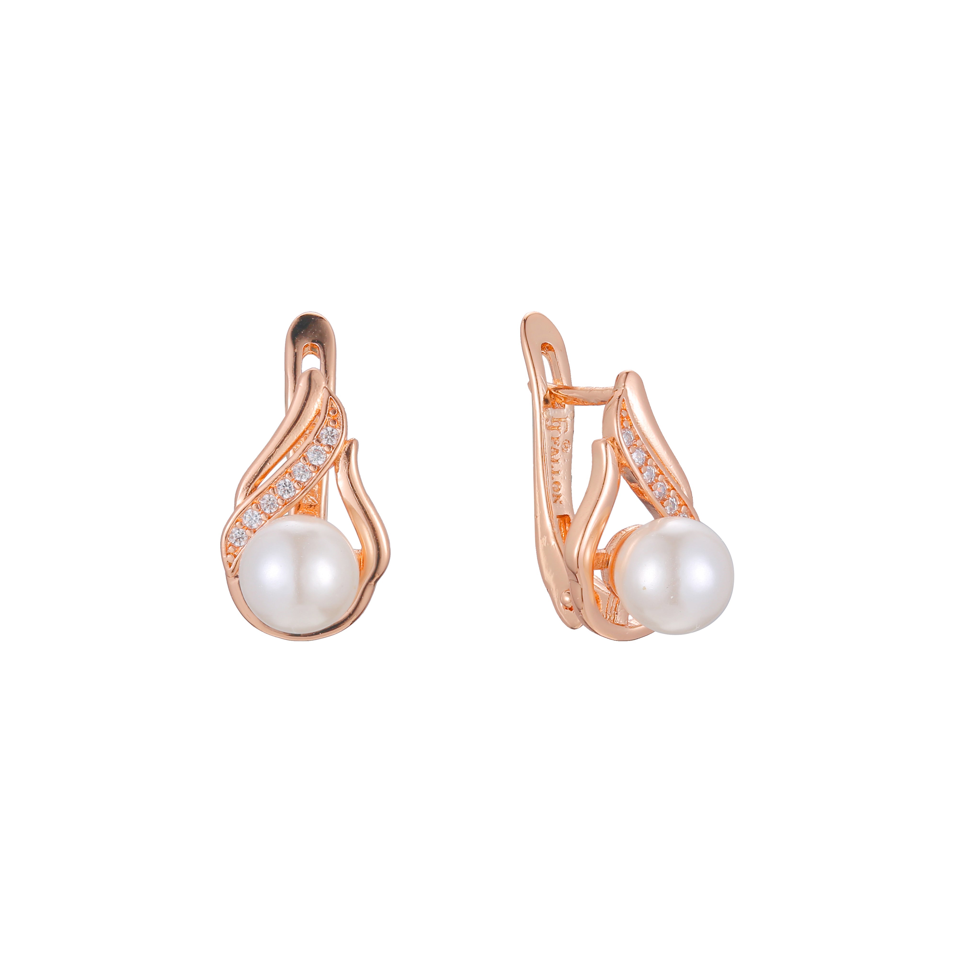 Aretes de perlas en Oro 14K, Oro Rosa, baño en dos colores