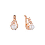 Pearl earrings in 14K Gold, Rose Gold, two tone plating colors