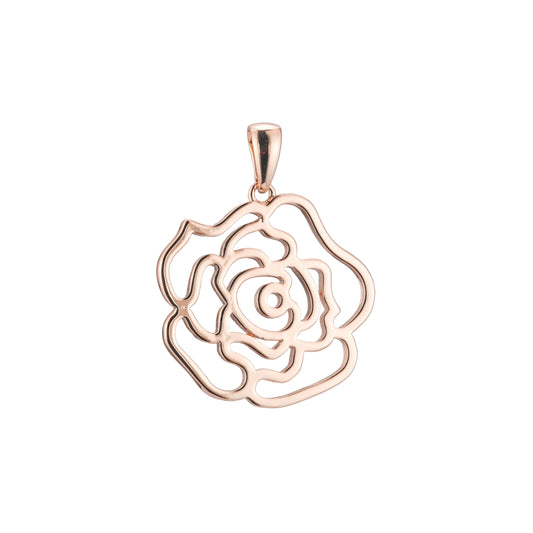 Pingente de flor em ouro rosa, cores banhadas a ouro 14K