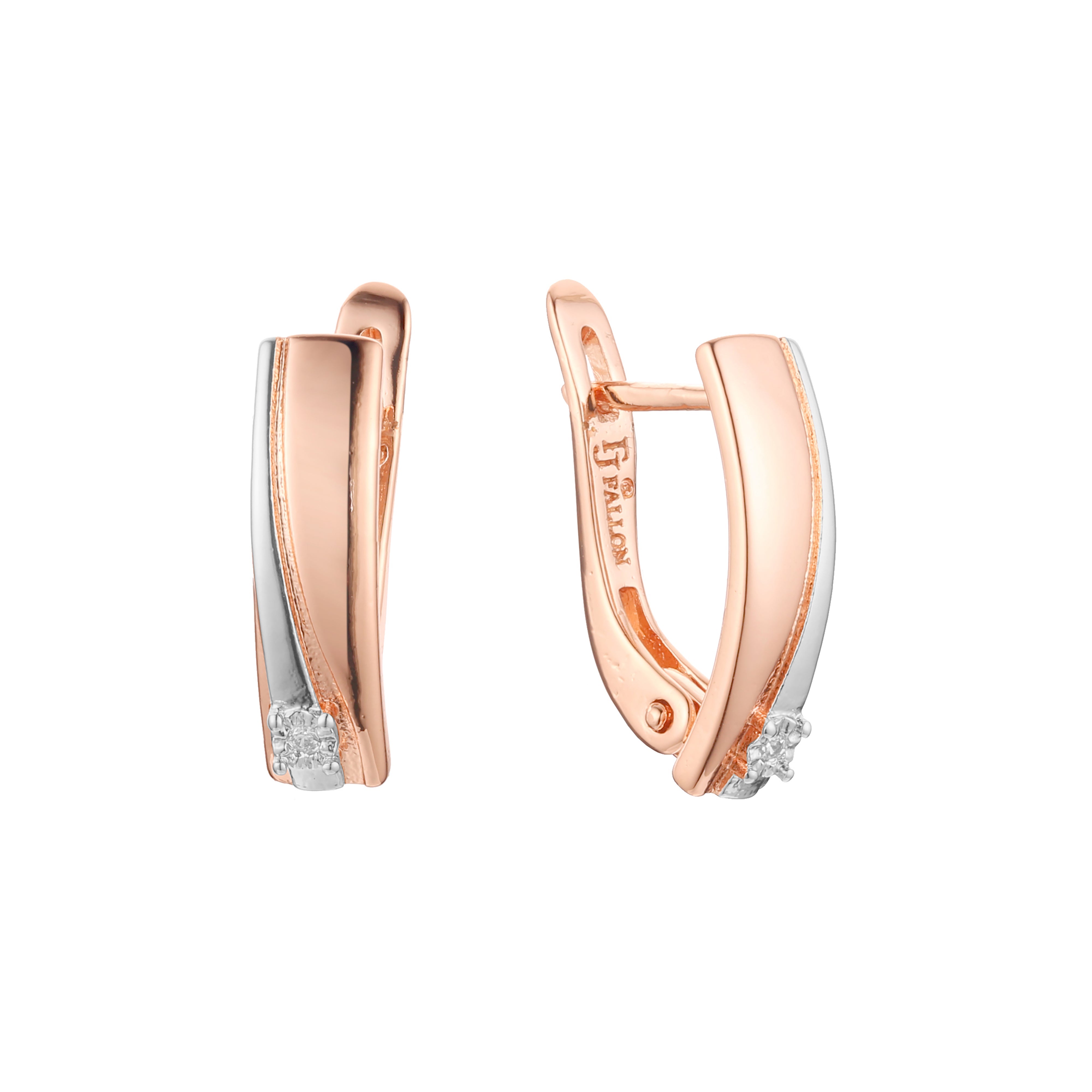 Solitaire earrings in 14K Gold, Rose Gold, two tone plating colors